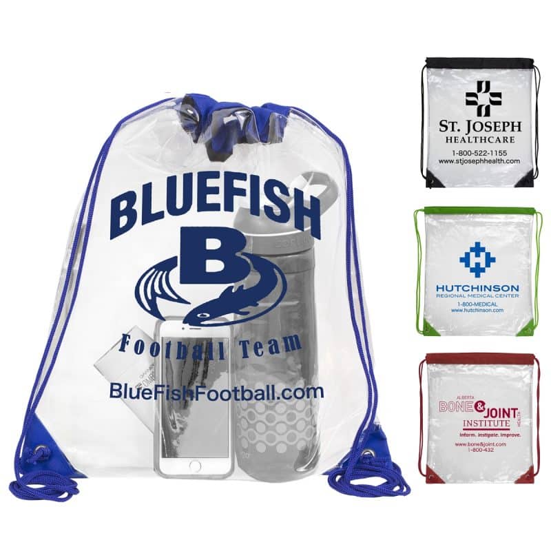 Custom "Everest" Tall Clear Drawstring Cinch Pack Backpack (Overseas)