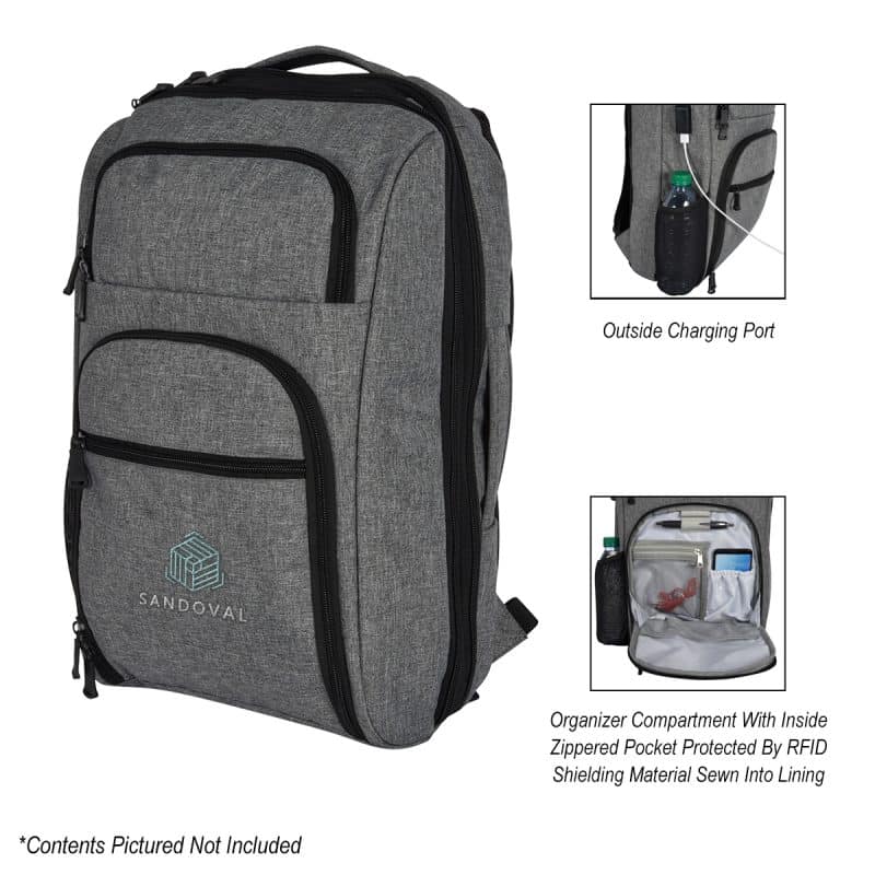 Custom Heathered Rfid Laptop Backpack & Briefcase - 6