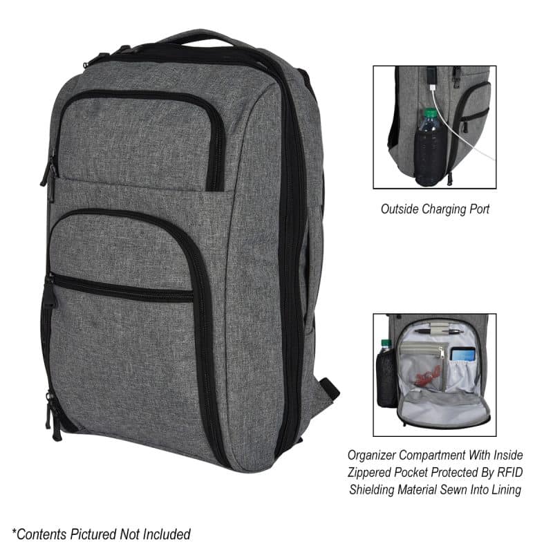 Custom Heathered Rfid Laptop Backpack & Briefcase - 7