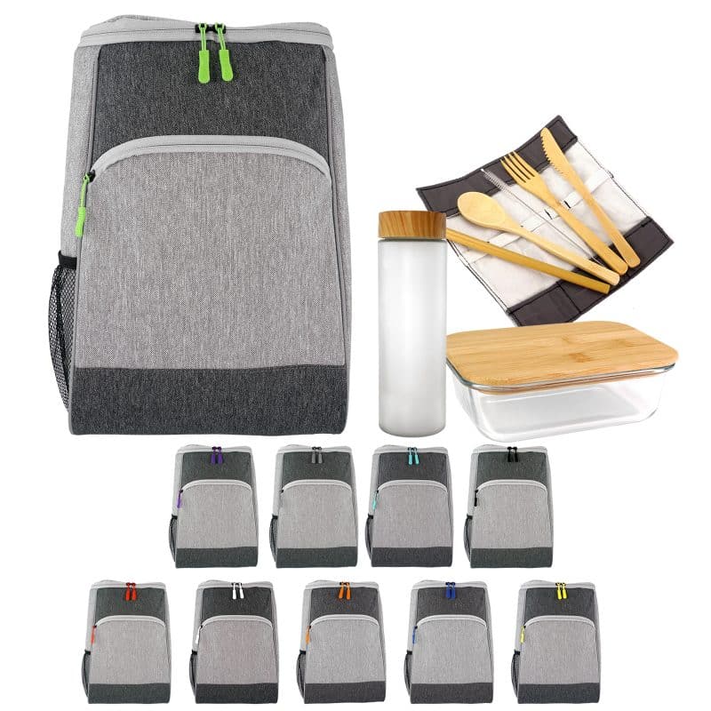 Custom Bay Cooler Backpack Glass Lunch Set - 1