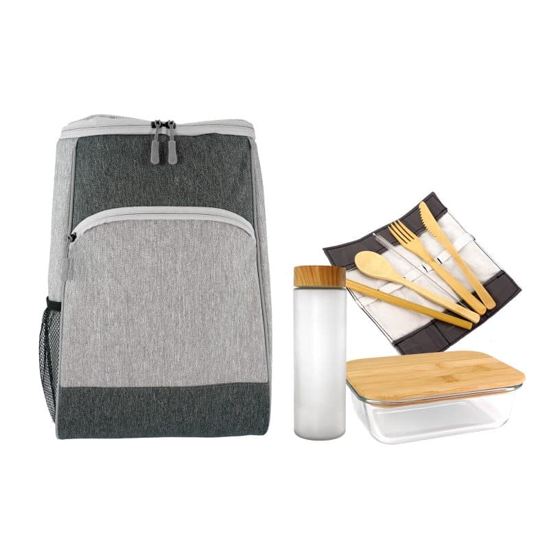Custom Bay Cooler Backpack Glass Lunch Set - 5