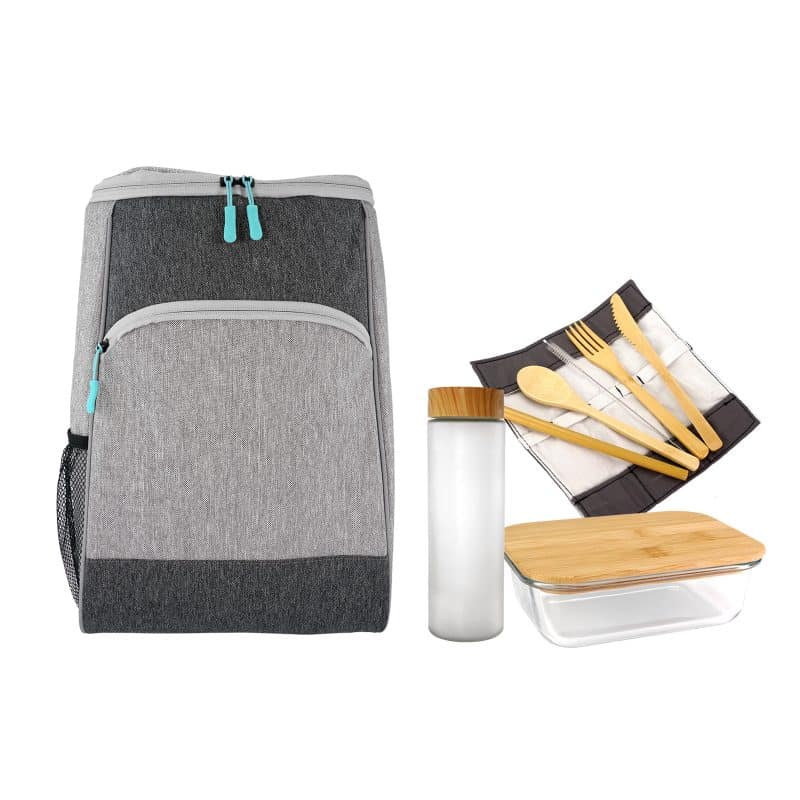 Custom Bay Cooler Backpack Glass Lunch Set - 9
