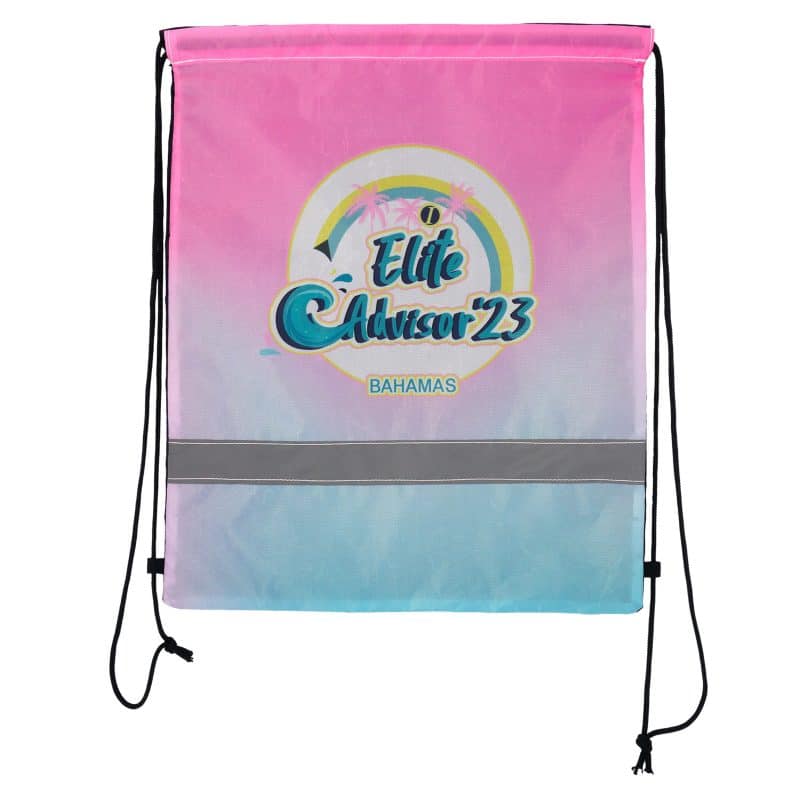 Custom Full Color Reflective Drawstring Backpack - 2