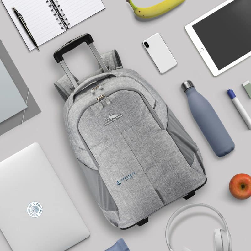 Custom High Sierra® Powerglide Pro Wheeled Backpack - Silver Heather - 7