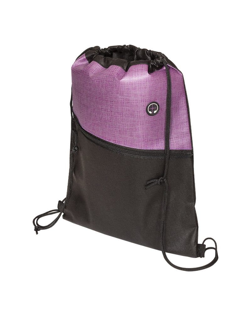 Custom Tonal Heathered Non-Woven Drawstring Backpack - 5