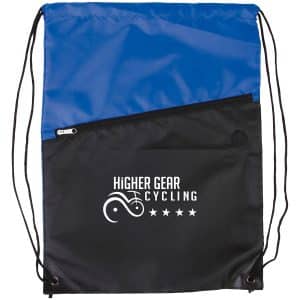 Custom Two-Tone Poly Drawstring Backpack With Zipper