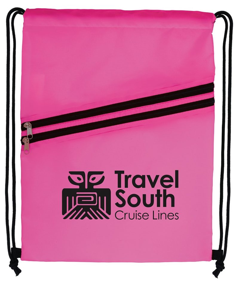 Custom Good Value™ Neon Multi-Zippered Drawstring Backpack - 4