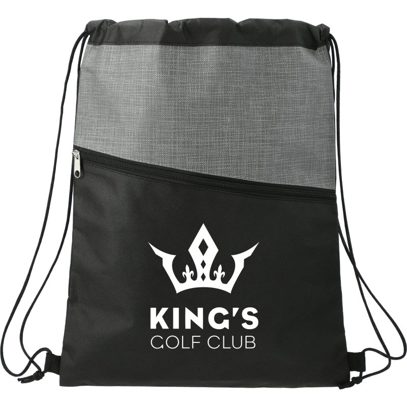 Custom Cross® Weave Zippered Drawstring Bag - 2