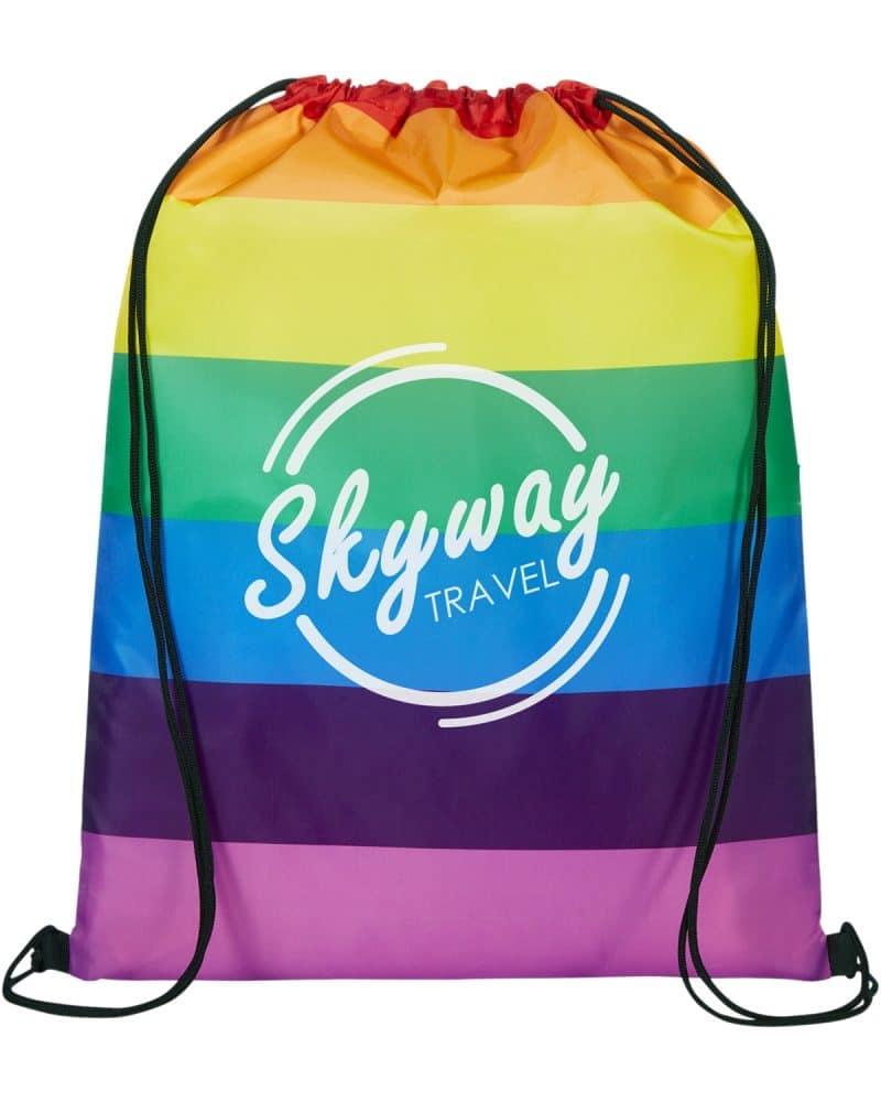 Custom Rainbow Pride Drawstring Bag.