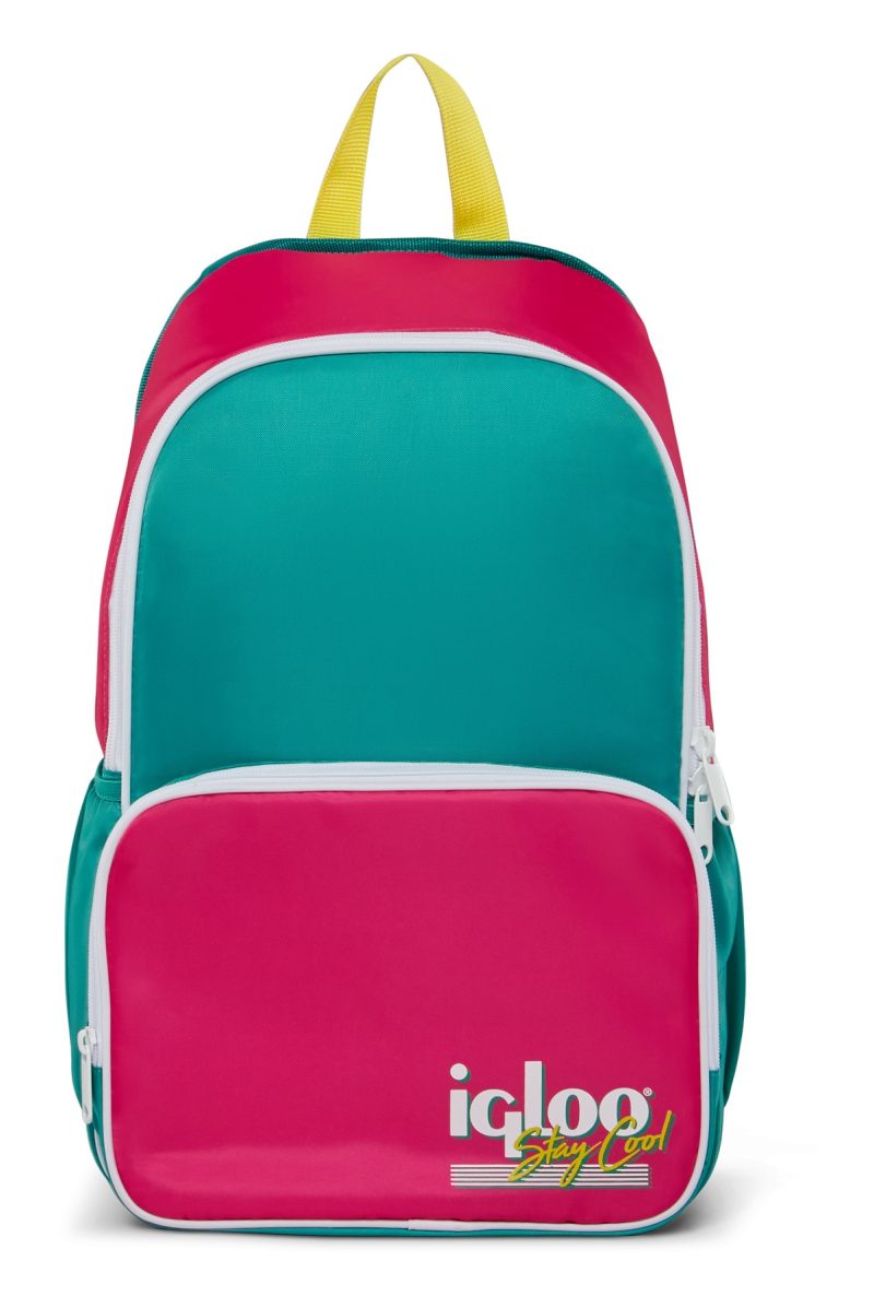 Custom Igloo® Retro Backpack Cooler Bag (Dark Jade and Magenta/Livewire Yellow) - 1