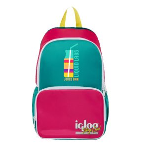 Custom Igloo® Retro Backpack Cooler Bag (Dark Jade and Magenta/Livewire Yellow)