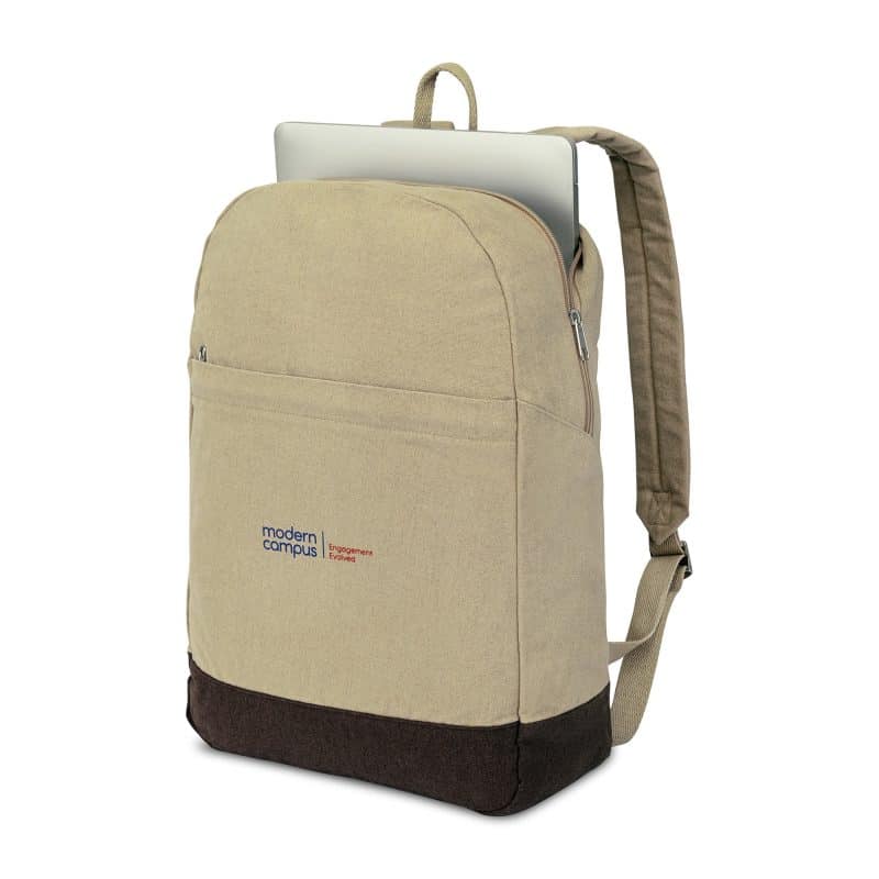 Custom Ivy Recycled Cotton Laptop Backpack - AWARE™ - Beige - 3