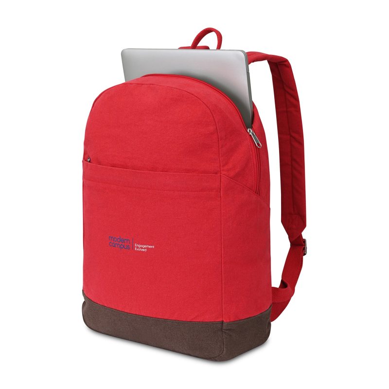 Custom Ivy Recycled Cotton Laptop Backpack - AWARE™ - Red - 3