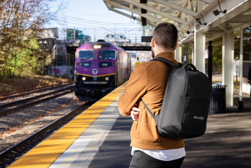 Custom Transit Recycled rPET Laptop Backpack - Black - 7