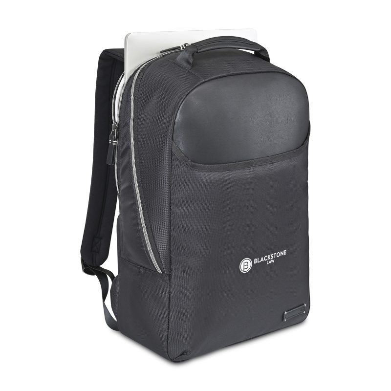 Custom Travis & Wells® Lennox Recycled Nylon Laptop Backpack - Black - 2