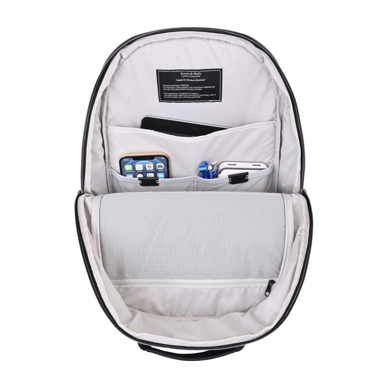 Custom Travis & Wells® Lennox Recycled Nylon Laptop Backpack - Black - 3
