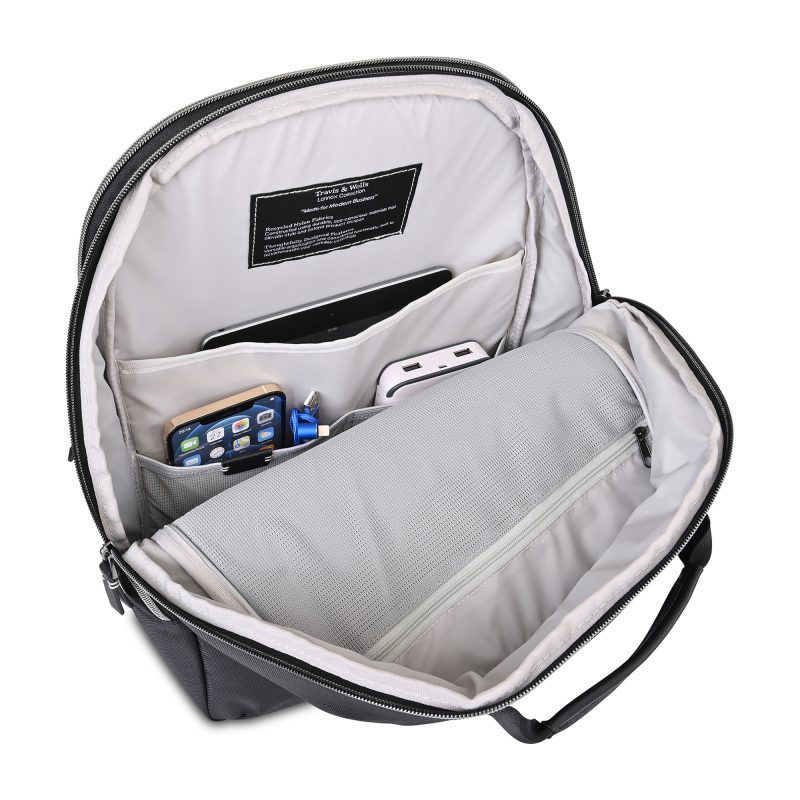 Custom Travis & Wells® Lennox Recycled Nylon Laptop Backpack - Black - 4