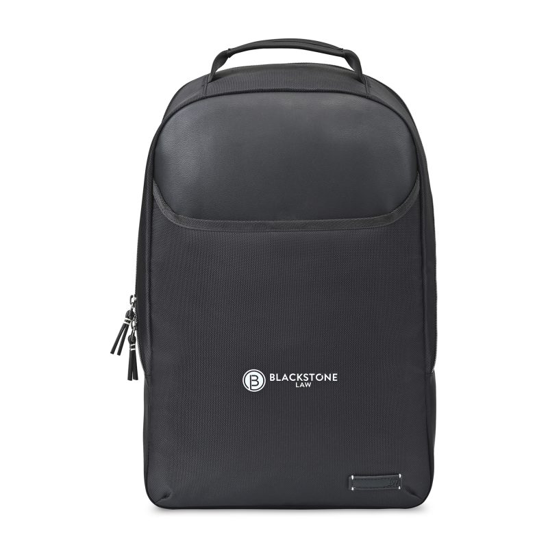 Custom Travis & Wells® Lennox Recycled Nylon Laptop Backpack - Black