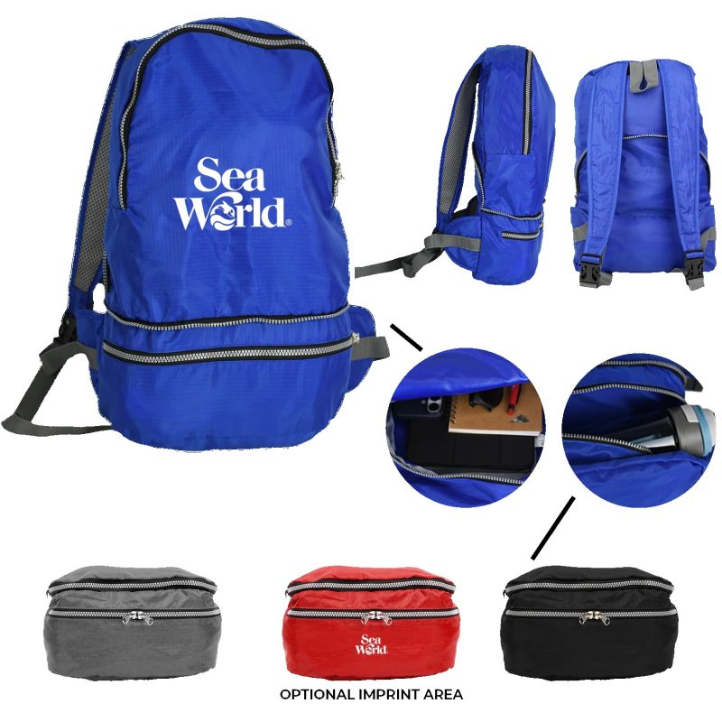 Recycled-2-in-1-Backpack-Waist-Pack-FLEXIPACK Custom Recycled 2-in-1 Backpack & Waist Pack