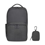 Custom Fletcher Recycled rPET Laptop Backpack & Mini Pouch Bag Charm Set - Black Sand - 1