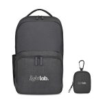 Custom Fletcher Recycled rPET Laptop Backpack & Mini Pouch Bag Charm Set - Black Sand