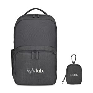 Custom Fletcher Recycled rPET Laptop Backpack & Mini Pouch Bag Charm Set - Black Sand
