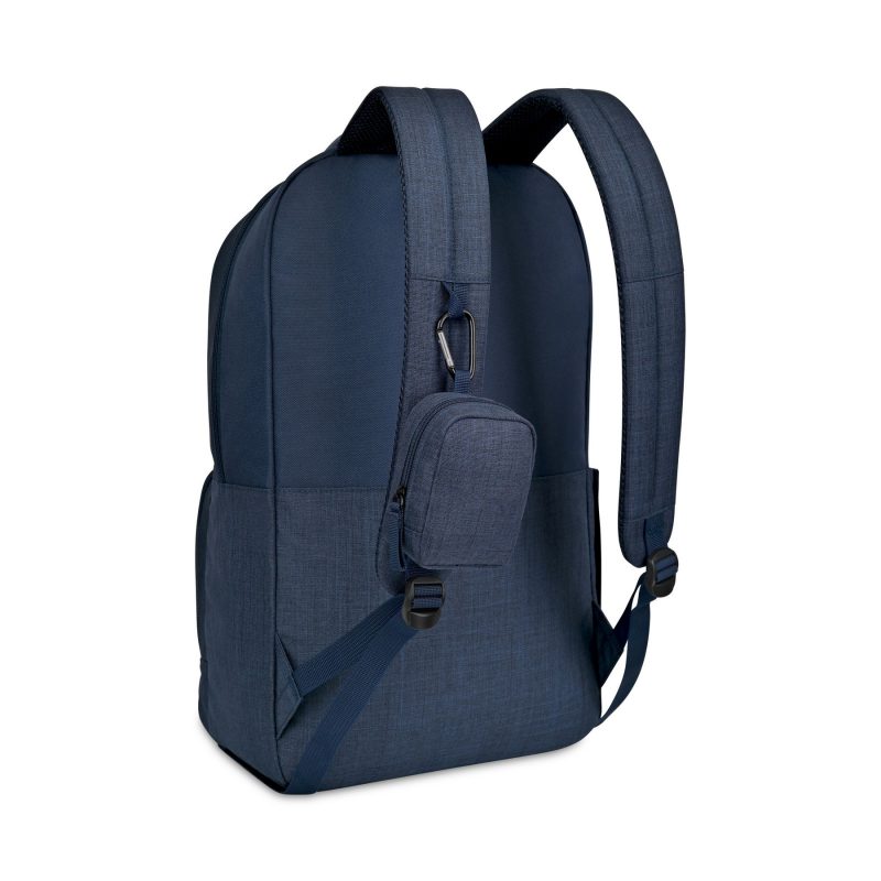 Custom Fletcher Recycled rPET Laptop Backpack & Mini Pouch Bag Charm Set - Navy Heather - 2