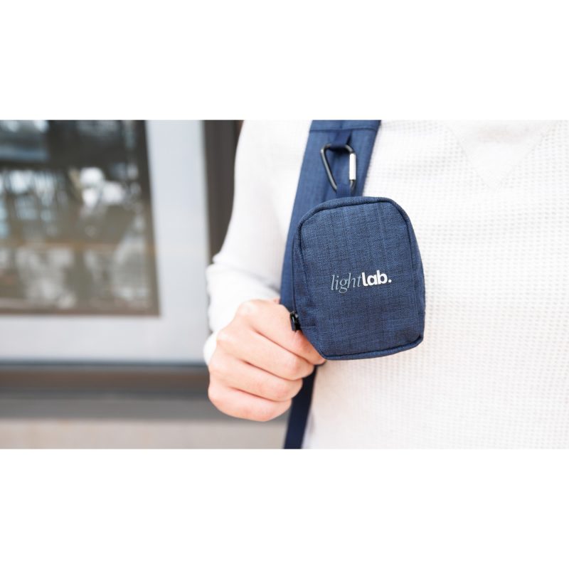 Custom Fletcher Recycled rPET Laptop Backpack & Mini Pouch Bag Charm Set - Navy Heather - 3