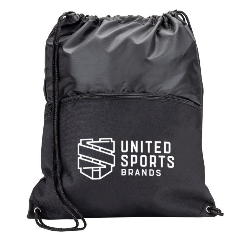 Jadis-Drawstring-Bag-w-Zipper-Pocket-B651 Custom Jadis Drawstring Bag w/ Zipper Pocket