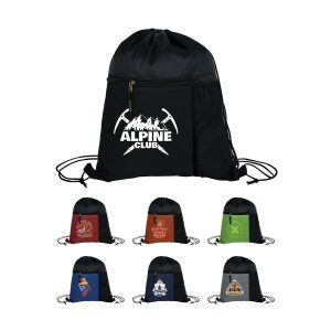 Custom Manchester Recycled (RPET) Drawstring Bag With Zippered & Mesh Pockets