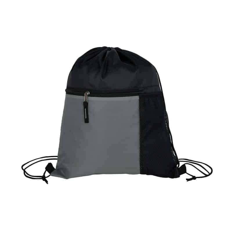 Custom Manchester Recycled (RPET) Drawstring Bag With Zippered & Mesh Pockets - 4