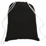 Custom 100% Cotton Drawstring Backpack USA Decorated (14" x 18") - 1