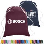 Custom 100% Cotton Drawstring Backpack USA Decorated (14" x 18")