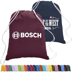 Custom 100% Cotton Drawstring Backpack USA Decorated (14" x 18")