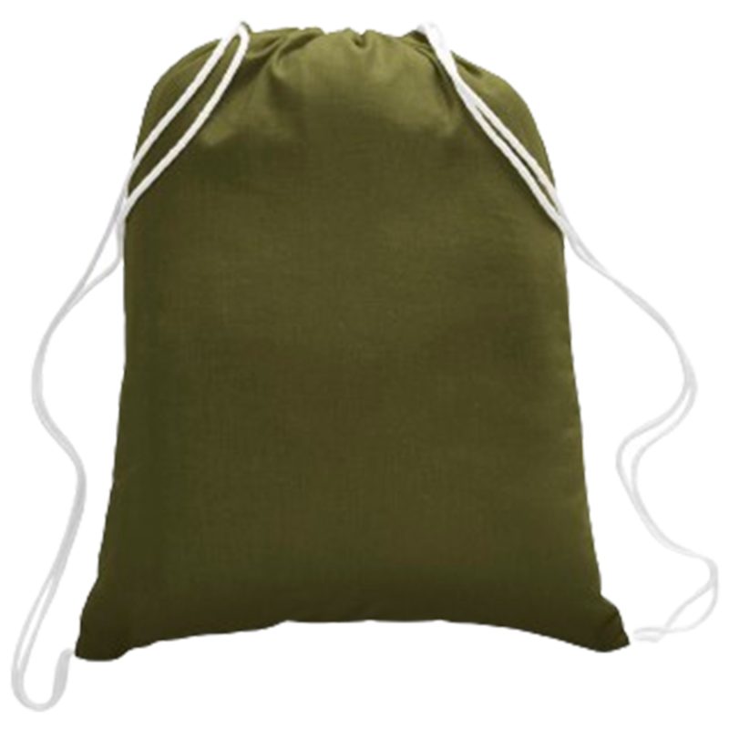 Custom 100% Cotton Drawstring Backpack USA Decorated (14" x 18") - 8