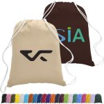 Custom 100% Cotton Eco-Friendly Large Drawstring Backpack USA Decorated (17" x 20")