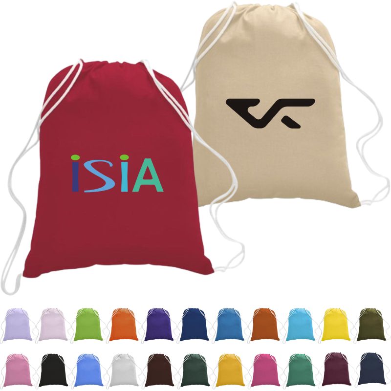 Custom 100% Cotton Eco-Friendly Large Drawstring Backpack USA Decorated (17" x 20") - 6