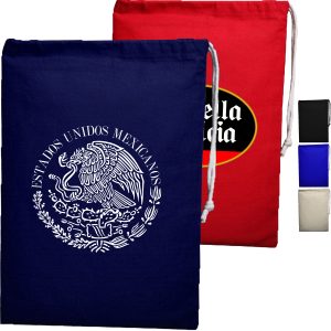 Custom 100% Cotton Sheeting File Drawstring Bag USA Decorated (11" x 16")