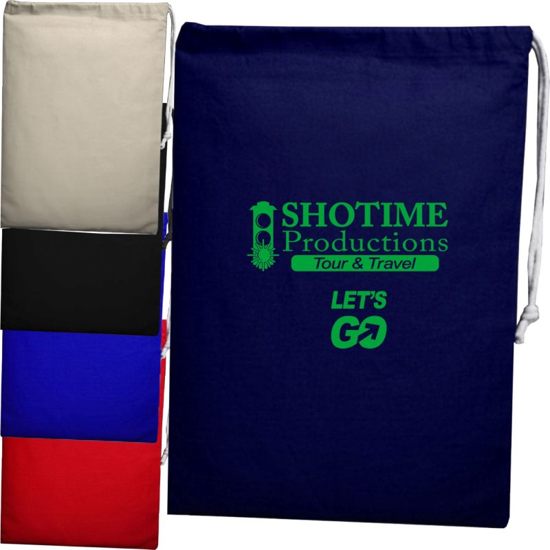 Custom 100% Cotton Sheeting File Drawstring Bag USA Decorated (11" x 16") - 6