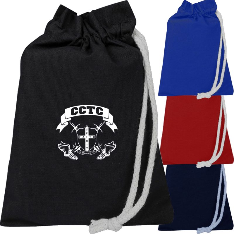 Custom 100% Cotton Sheeting Passport Drawstring Bag USA Decorated (6" x 8") - 6