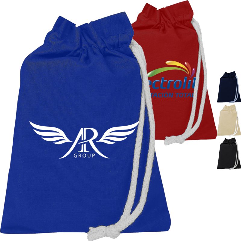 Custom 100% Cotton Sheeting Passport Drawstring Bag USA Decorated (6" x 8")