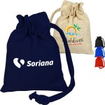 Custom 100% Cotton canvas Sheeting Coin Drawstring Bag USA Decorated (4" x 5")