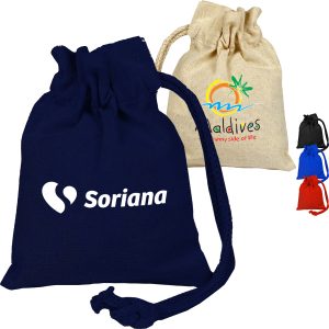 Custom 100% Cotton canvas Sheeting Coin Drawstring Bag USA Decorated (4" x 5")