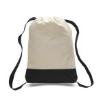Custom 12 oz. Cotton Canvas Two Tone Sport Backpack USA Decorated (14" x 18") - 1