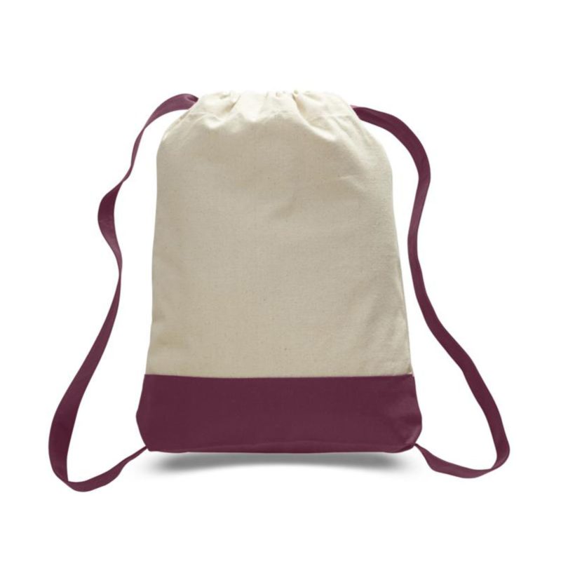 Custom 12 oz. Cotton Canvas Two Tone Sport Backpack USA Decorated (14" x 18") - 2