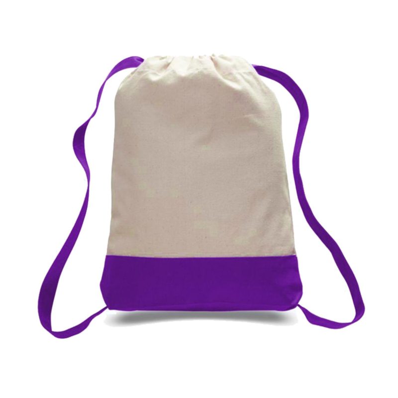 Custom 12 oz. Cotton Canvas Two Tone Sport Backpack USA Decorated (14" x 18") - 4