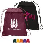 Custom 210D Polyester Drawstring Backpack w/ Front Pocket USA Decorated (15" x 18.75")