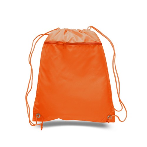 Custom 210D Polyester Drawstring Backpack w/ Front Pocket USA Decorated (15" x 18.75") - 2