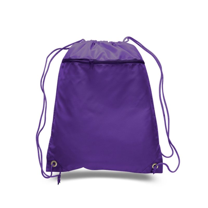 Custom 210D Polyester Drawstring Backpack w/ Front Pocket USA Decorated (15" x 18.75") - 3