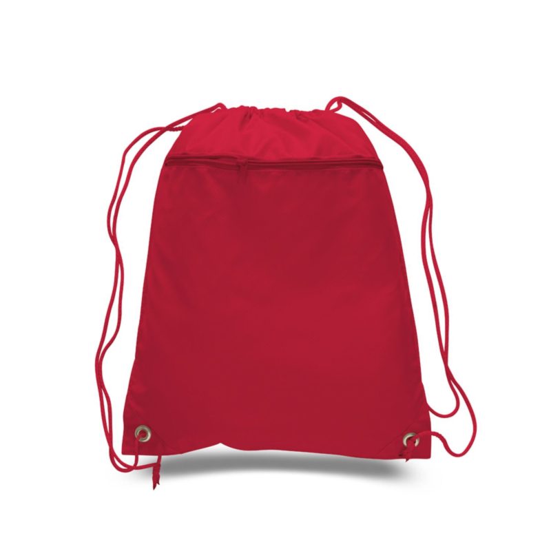 Custom 210D Polyester Drawstring Backpack w/ Front Pocket USA Decorated (15" x 18.75") - 4